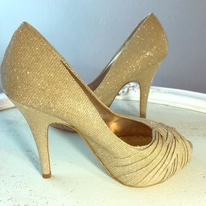 LULA TOWNSEND Champagne Shimmer Evening Heels
